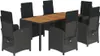 7-tlg. Garten-Essgruppe mit Kissen Schwarz Poly Rattan Produktbild-Vorschau 1