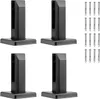 Four black glass railing brackets and a set of screws are arranged on a white background. Podgląd zdjęcia produktu