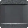 A square plate with a textured rim on the top and bottom edges, set against a plain gray background. Náhled obrázku produktu