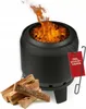 A black LANDMANN smokeless fire pit with flames, firewood, and a red tag with a hook. Anteprima dell’immagine prodotto