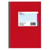 A red notebook with a label containing product information and a barcode. Anteprima dell’immagine prodotto