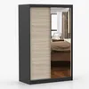 A wardrobe with sliding doors, one of which is mirrored, reflecting a bedroom scene. Náhľad obrázku produktu