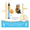 A product image featuring a learning pen and a fox figurine, with size indicators and German text. Produktbild-Vorschau