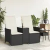 vidaXL Gartensofa 2-Sitzer Verstellbar mit Tisch Schwarz Produktbild-Vorschau 3