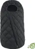 A black quilted stroller footmuff is shown against a white background. Produktbild-Vorschau