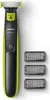 A Philips OneBlade electric shaver and three trimming attachments are displayed against a white background. Podgląd zdjęcia produktu