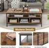 A coffee table in a living room setting, with close-up shots highlighting features. Voir les images du produit