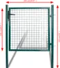 A green metal garden gate with dimensions indicated by red arrows and text. Náhľad obrázku produktu