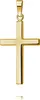 A close-up studio shot of a gold cross pendant against a white background. Produktbild-Vorschau