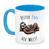 Faultier Papa mit Kind Kaffeebecher in hellblau mit Spruch Produktbild-Vorschau 2