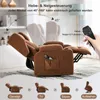 A promotional collage showing a brown recliner chair from different angles and in various positions. Podgląd zdjęcia produktu