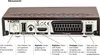 The back panel of a satellite receiver is shown with various ports and labels. Voir les images du produit