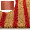 Relaxdays Fußmatte Kokos, Vorleger natur-rot gestreift, Produktbild-Vorschau 4