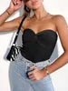 ASKSA Damen Tube Top Y2K Gerippt Knit Tops Twist Knot Produktbild-Vorschau 3