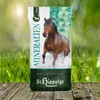 A bag of horse feed with a horse running through water on it, set against a blurred background of grass and sunlight. Produktbild-Vorschau