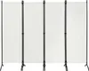 A four-panel room divider with white fabric screens and black metal frames, set against a white background. Produktbild-Vorschau
