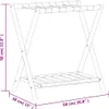 A line drawing of a wooden luggage rack with dimensions indicated. Voir les images du produit