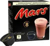 A box of Mars hot chocolate capsules with a glass of prepared hot chocolate. Voir les images du produit