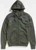 A green hooded zip-up sweatshirt is shown against a light gray background. Produktbild-Vorschau