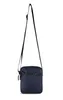 A dark blue messenger bag with a black strap, hanging against a white background. Náhled obrázku produktu