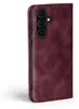 A close-up side view of a burgundy flip phone case for a Samsung Galaxy A36 5G. Produktbild-Vorschau