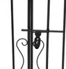 A close-up view of a black metal garden gate with a latch. Produktbild-Vorschau