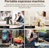 Collage of four images showing a portable espresso machine in different settings: office, home, mountaineering, and vehicle-mounted. Podgląd zdjęcia produktu