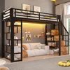 Letto a soppalco 90x200 cm con striscia LED, gradini Anteprima dell’immagine prodotto 2