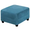 (Peacock Blue) Square Stool Cover Stretch Ottoman Cover Náhled obrázku produktu 2