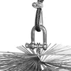 A close-up view of a chimney brush attachment with metal bristles and a metal shackle connecting it to a rope. Produktbild-Vorschau