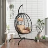vidaXL Závěsné křeslo s polštářem Taupe Poly Rattan & Steel Náhled obrázku produktu 2