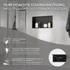 A bathroom scene showcasing a wall niche with shower accessories and descriptive text. Náhled obrázku produktu