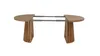 A wooden dining table with extendable leaves, shown from the front. Produktbild-Vorschau