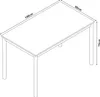 A line drawing of a rectangular dining table with dimensions indicated. Anteprima dell’immagine prodotto