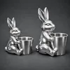 Keramik Hase mit Topf Silber 23cm – Blumentopf & Osterdeko Produktbild-Vorschau 1