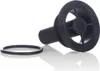 A black plastic drain fitting and a black rubber O-ring are shown on a white surface with a reflection. Produktbild-Vorschau