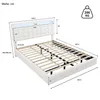A diagram of a white upholstered bed frame with dimensions and weight capacity indicated. Produktbild-Vorschau