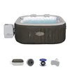 An inflatable hot tub with its control unit and accessories displayed against a white background. Produktbild-Vorschau