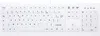 A white keyboard is shown from a top-down perspective on a white background. Produktbild-Vorschau