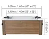 A diagram showing the dimensions of a hot tub, with measurements in meters and inches. Náhled obrázku produktu