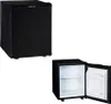 A black mini-refrigerator is shown from two angles: closed and open. Produktbild-Vorschau