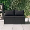 vidaXL Sofa ogrodowa z poduszkami 2 szt. czarny polirattan Podgląd zdjęcia produktu 2