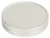 A silver-colored camera lens cap is shown against a white background. Produktbild-Vorschau