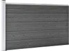 A close-up view of a grey wooden fence panel with a silver frame. Produktbild-Vorschau