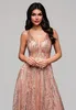 Ombre Abendkleid mit Glitzer-Stickereien und tiefem Produktbild-Vorschau 3