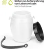 A white plastic barrel with a black lid and a black handle strap, shown on a white background. Produktbild-Vorschau