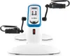 A white and blue Klarfit Cycloony Beintrainer pedal trainer is shown against a white background. Produktbild-Vorschau