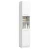A tall, narrow white cabinet with shelves and doors, displaying bathroom or storage items. Náhľad obrázku produktu