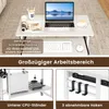 A desk with a laptop, keyboard, mouse, and other office supplies, with additional images showing storage features. Anteprima dell’immagine prodotto