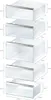 Multiple transparent drawers with silver handles, stacked vertically, with dimensions indicated by text. Produktbild-Vorschau